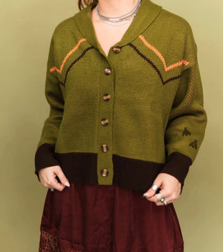 Kingsville Knit Retro Western Cardigan – Olive | 2 Fly Co. - Barbwire n Bougie Boutique