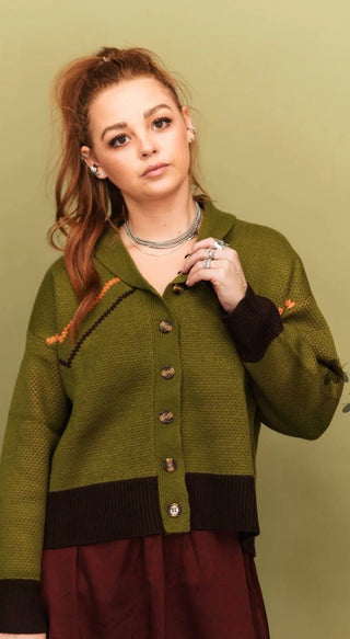 Kingsville Knit Retro Western Cardigan – Olive | 2 Fly Co. - Barbwire n Bougie Boutique