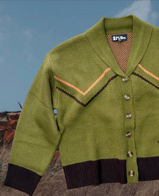 Kingsville Knit Retro Western Cardigan – Olive | 2 Fly Co. - Barbwire n Bougie Boutique
