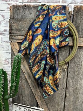 Large Navy Paisley Wild Rag - Barbwire n Bougie Boutique
