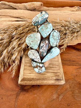 Larimar Statement Ring | Adjustable German Silver Southwestern Ring - Barbwire n Bougie Boutique
