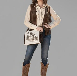 Las Vegas Cowboy Hair-On Hide Leather Crossbody Bag- NFR - Barbwire n Bougie Boutique