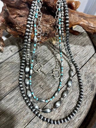 Layered Western Navajo Pearl & Turquoise Bead Necklace - Barbwire n Bougie Boutique