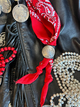Leather Wild Rag Slide | Western Scarf Slide with Cowboy & Coin Designs-5 Different Designs - Barbwire n Bougie Boutique