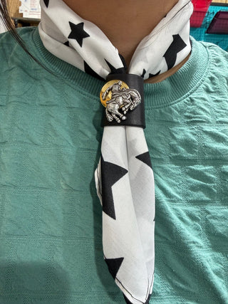 Leather Wild Rag Slide | Western Scarf Slide with Cowboy & Coin Designs-5 Different Designs - Barbwire n Bougie Boutique