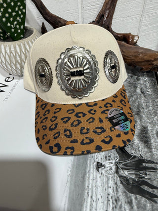 Leopard Concho Western Trucker Hat - Barbwire n Bougie Boutique