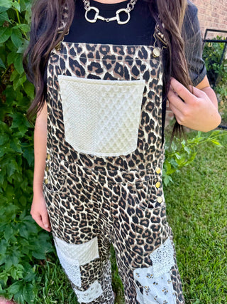 Leopard Patchwork Crochet Overalls - Barbwire n Bougie Boutique