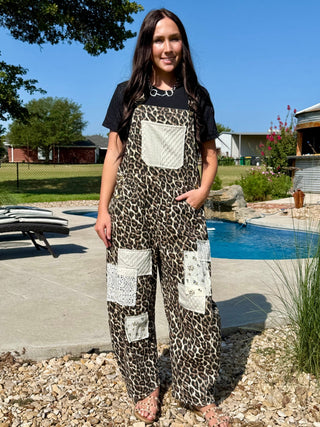 Leopard Patchwork Crochet Overalls - Barbwire n Bougie Boutique