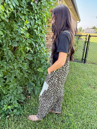 Leopard Patchwork Crochet Overalls - Barbwire n Bougie Boutique
