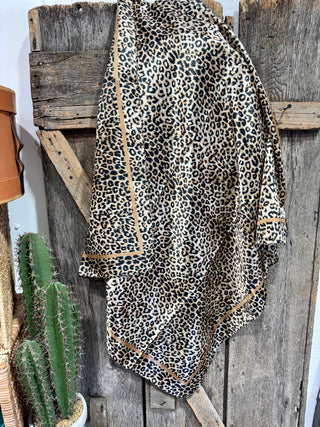 Leopard Print Wild Rag – 34” x 34” Western Cowgirl Cheetah Scarf - Barbwire n Bougie Boutique