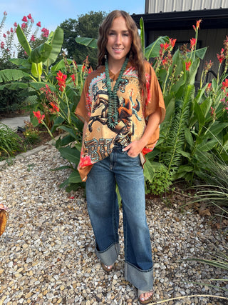 Let Er Buck Western Poncho Scarf Top | Oversized One Size Boho Cowgirl Top Up to 2X - Barbwire n Bougie Boutique