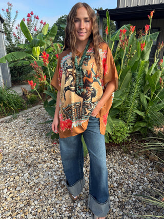 Let Er Buck Western Poncho Scarf Top | Oversized One Size Boho Cowgirl Top Up to 2X - Barbwire n Bougie Boutique