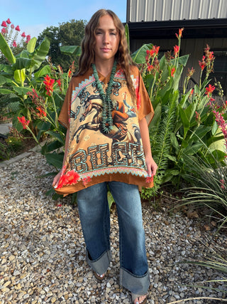 Let Er Buck Western Poncho Scarf Top | Oversized One Size Boho Cowgirl Top Up to 2X - Barbwire n Bougie Boutique