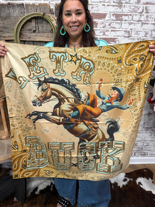 Let Er Buck Western Print Bucking Horse Wildrag - Barbwire n Bougie Boutique