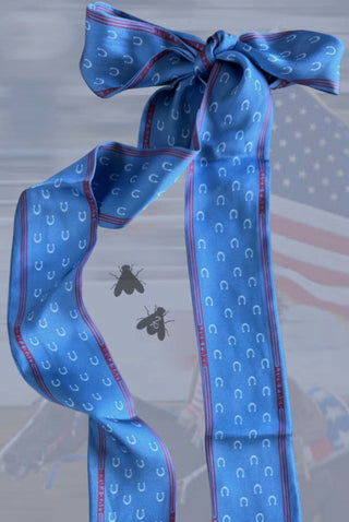 Live Free Patriotic Horseshoe Twilly Scarf | Western Hair Scarf & Purse Ribbon - Barbwire n Bougie Boutique