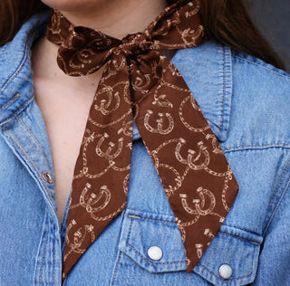 Lucky Horseshoe 100% Silk Twilly Scarf - Barbwire n Bougie Boutique