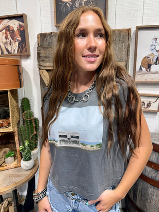 Marfa Prada Boxy Tank | Washed Charcoal Graphic Sleeveless Top - Barbwire n Bougie Boutique