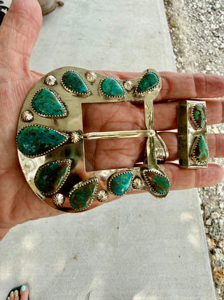 Mixed Hibei Turquoise Custom Statement Belt Buckle Set - Barbwire n Bougie Boutique