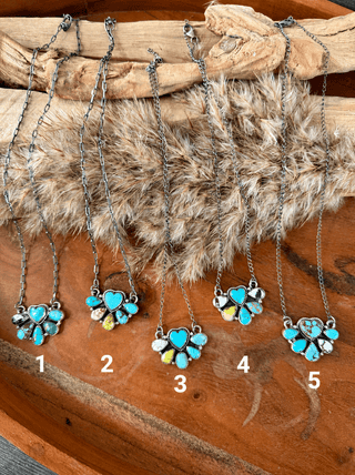 Mixed Mine Turquoise Cluster Necklace – Sterling Silver - Barbwire n Bougie Boutique