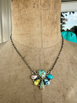 Mixed Mine Turquoise Cluster Necklace – Sterling Silver - Barbwire n Bougie Boutique