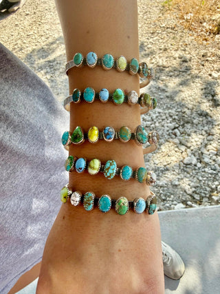 Mixed Mine Turquoise Sterling Silver Flexible Cuff - Barbwire n Bougie Boutique