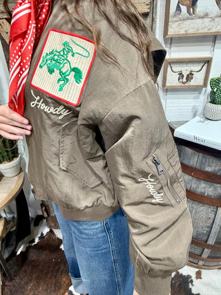 Mocha West Coast Rodeo Satin Bomber Jacket - Barbwire n Bougie Boutique