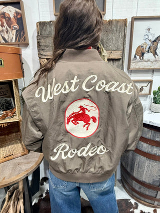 Mocha West Coast Rodeo Satin Bomber Jacket - Barbwire n Bougie Boutique