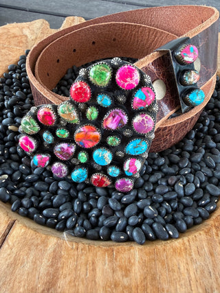 Multi-Stone Heart Buckle Set – Tibetan Silver - Barbwire n Bougie Boutique