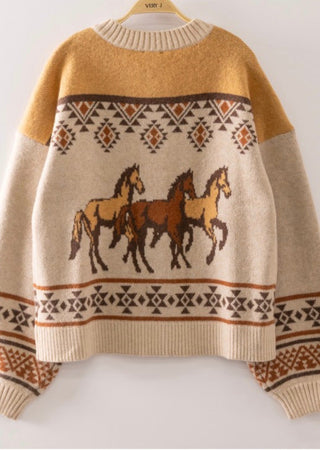 Mustard Cowboy Knit Cardigan | Western Fair Isle Button Front Sweater - Barbwire n Bougie Boutique