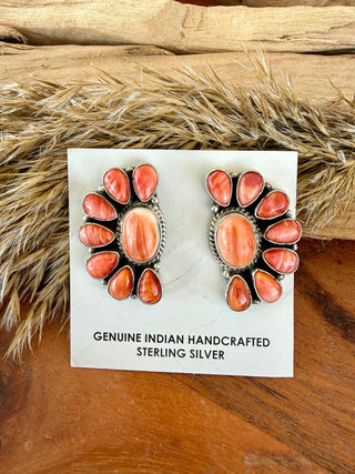 Native American-Marcella James Large Spiny Oyster Half Cluster Earrings - Barbwire n Bougie Boutique