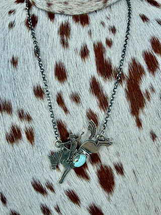 Native American Turquoise Bronc Rider Necklace - Barbwire n Bougie Boutique