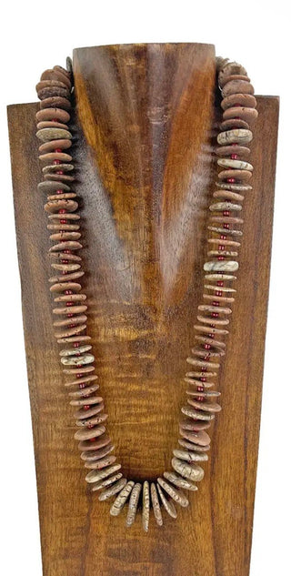 Natural Brown Stone Western Statement Necklace-23” - Barbwire n Bougie Boutique