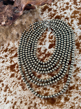 Navajo Pearl Handmade Necklace ~ All 10mm German Silver beads ~ Choose Length ~ Bold & Beautiful! - Barbwire n Bougie Boutique