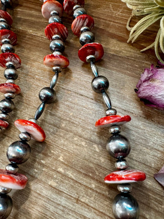 NFR Collection Necklace – Graduated Spiny Oyster & Sterling Silver Pearls 45" - Barbwire n Bougie Boutique
