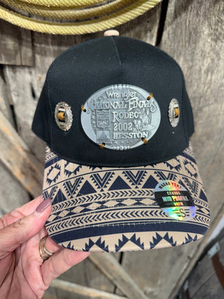 NFR Vintage Rodeo Buckle Aztec Trucker Hat – Black & Tan - Barbwire n Bougie Boutique