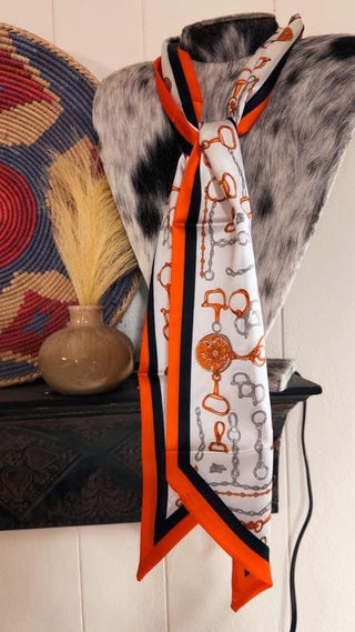 Orange Bit Pattern Twilly - Barbwire n Bougie Boutique