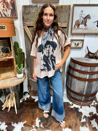 Outlaw Legend Oversized Indian Portrait Graphic Tee - Barbwire n Bougie Boutique