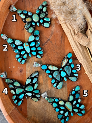 Oversized Kingman Turquoise Butterfly Statement Pendant - Barbwire n Bougie Boutique