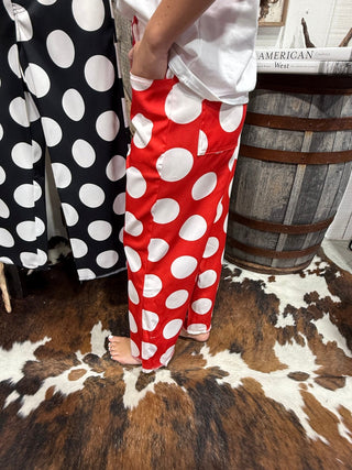 Polka Dot Wide Leg Crop Pants | Bold Statement Bottoms- Black or Red - Barbwire n Bougie Boutique