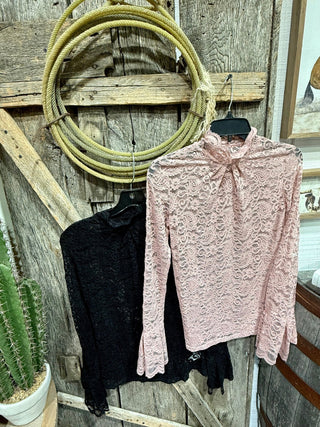 Prairie Dreams Lace Mock Neck Top – 3 Colors - Barbwire n Bougie Boutique