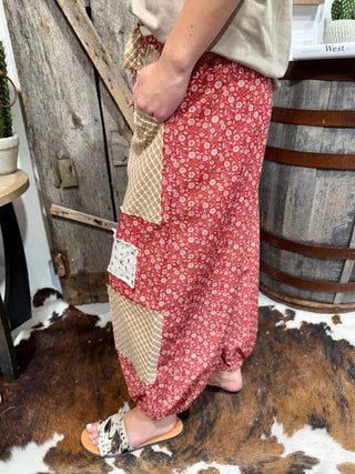 Prairie Patchwork Boho Harem Pants - Barbwire n Bougie Boutique