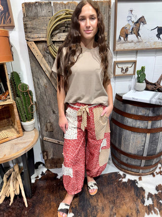Prairie Patchwork Boho Harem Pants - Barbwire n Bougie Boutique