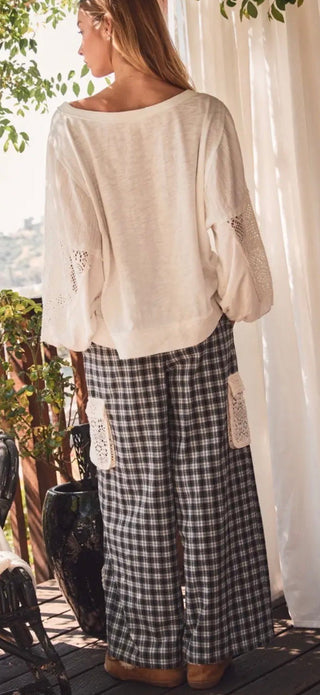 Prairie Petals Plaid Wide Leg Pants - Barbwire n Bougie Boutique