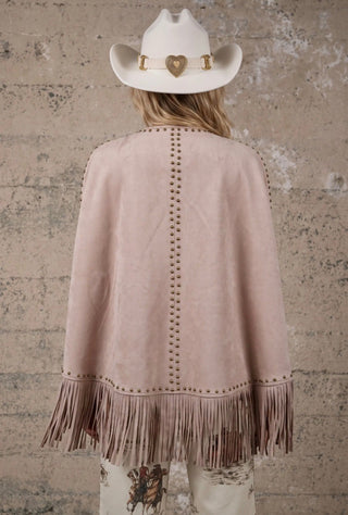 PREORDER | Desert Rose Studded Suede Fringe Cape- ETA October 8-13 - Barbwire n Bougie Boutique