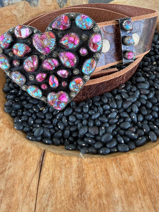 Purple Mojave Turquoise Heart Buckle Set – Tibetan Silver - Barbwire n Bougie Boutique