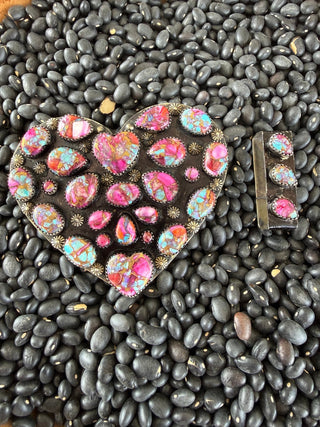 Purple Mojave Turquoise Heart Buckle Set – Tibetan Silver - Barbwire n Bougie Boutique