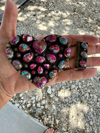 Purple Mojave Turquoise Heart Buckle Set – Tibetan Silver - Barbwire n Bougie Boutique