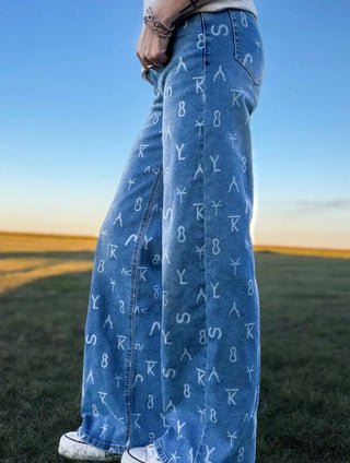 Ranch House Cattle Brand Wide Leg Jeans - Barbwire n Bougie Boutique