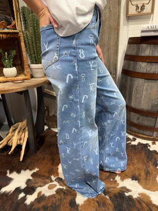Ranch House Cattle Brand Wide Leg Jeans - Barbwire n Bougie Boutique