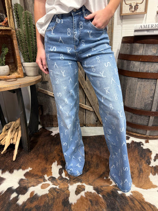 Ranch House Cattle Brand Wide Leg Jeans - Barbwire n Bougie Boutique